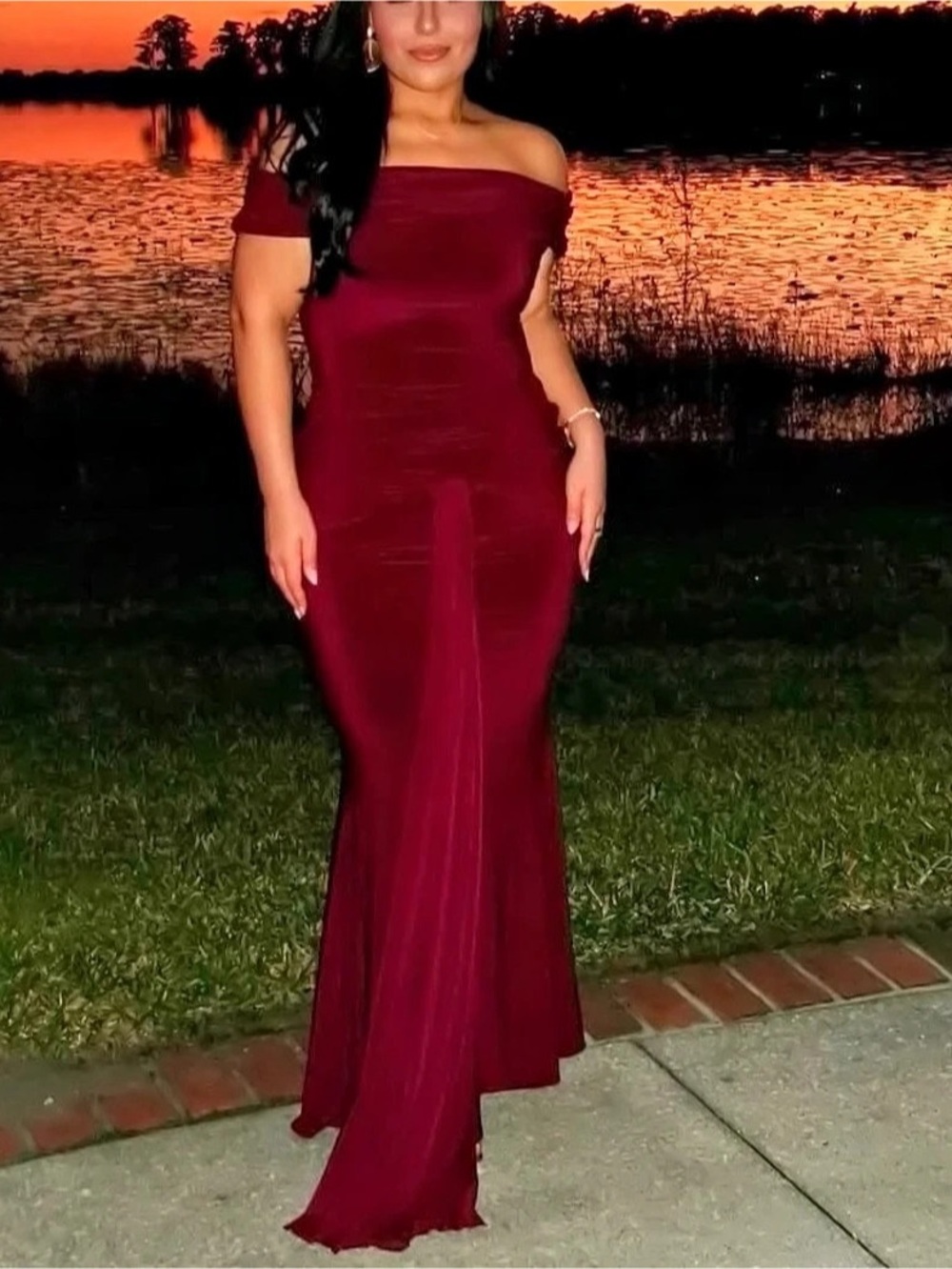 Club L London Envisioned Maxi Dress Burgundy